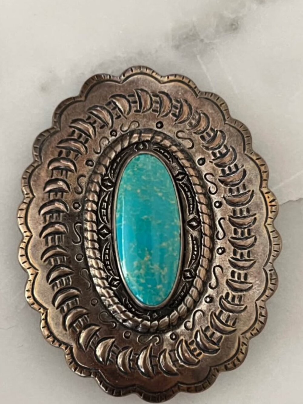Vintage Carolyn Pollack Sterling Silver Turquoise Brooch Pendant 925